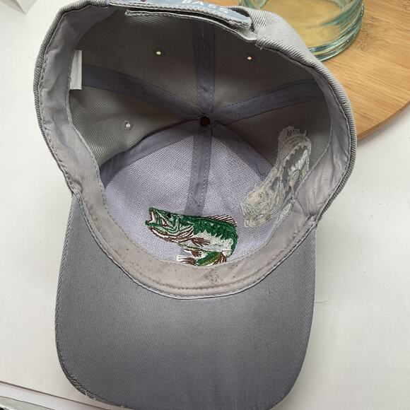 Kiss My Bass Embroidered Fishing Grey and Camo Adjustable BaseBall Cap - Picture 6 of 7